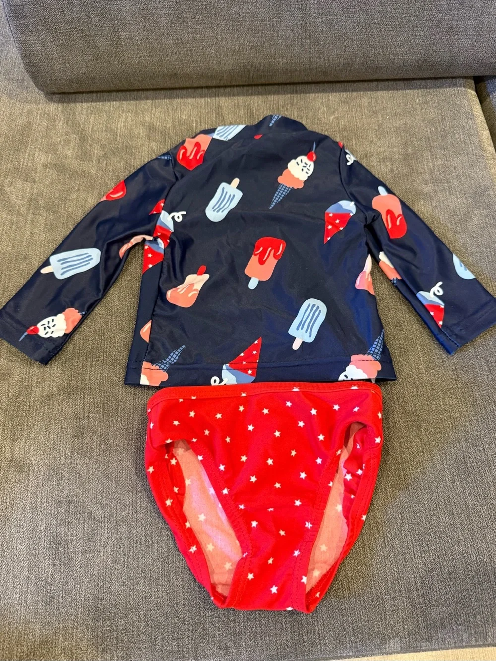 Carter's Navy Ice Cream & Popsicle Rashguard with Red Star Swim Bottom